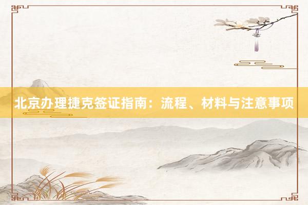 北京办理捷克签证指南：流程、材料与注意事项